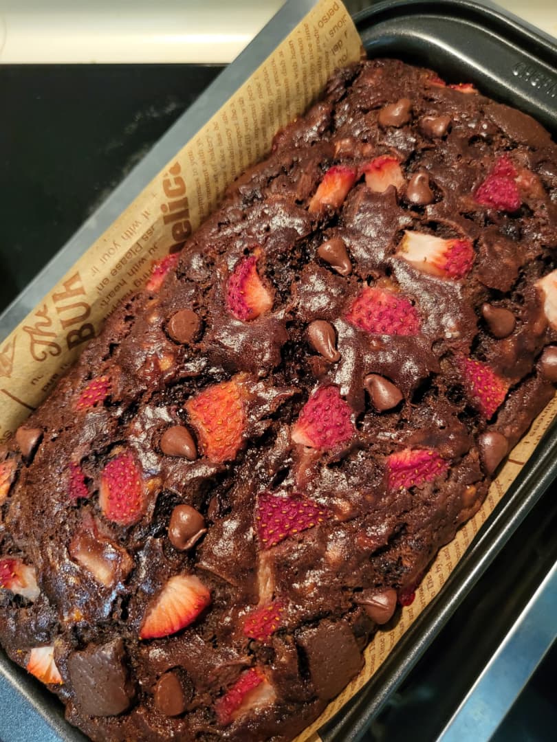 Signature chocolate strawberry loaf